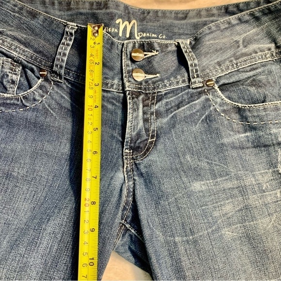 Madison Denim Co Jeans 11/12 Stretch Distressed Cotton Spandex Straight Leg - Picture 14 of 16
